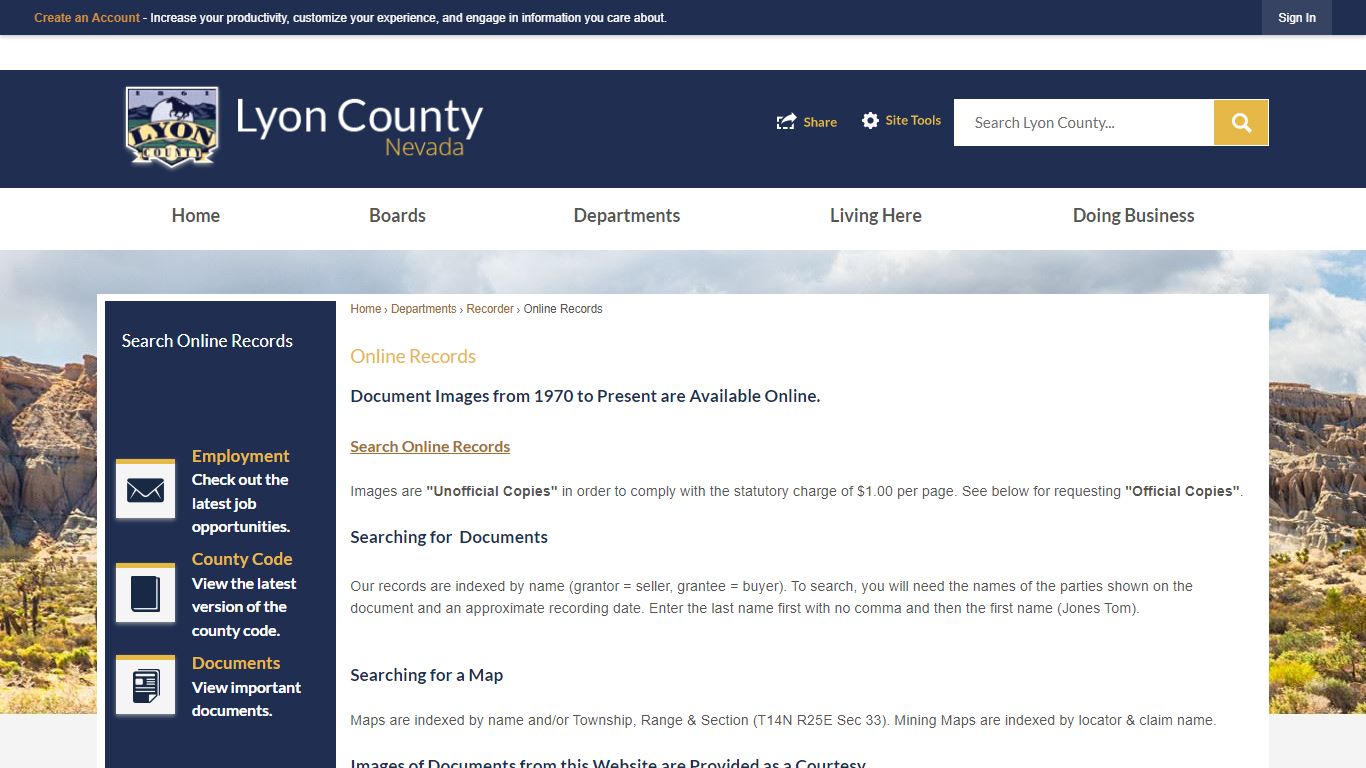 Online Records | Lyon County, NV - Official Website