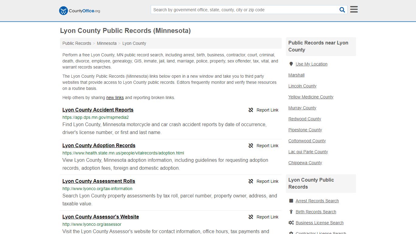 Public Records - Lyon County, MN (Business, Criminal, GIS, Property ...