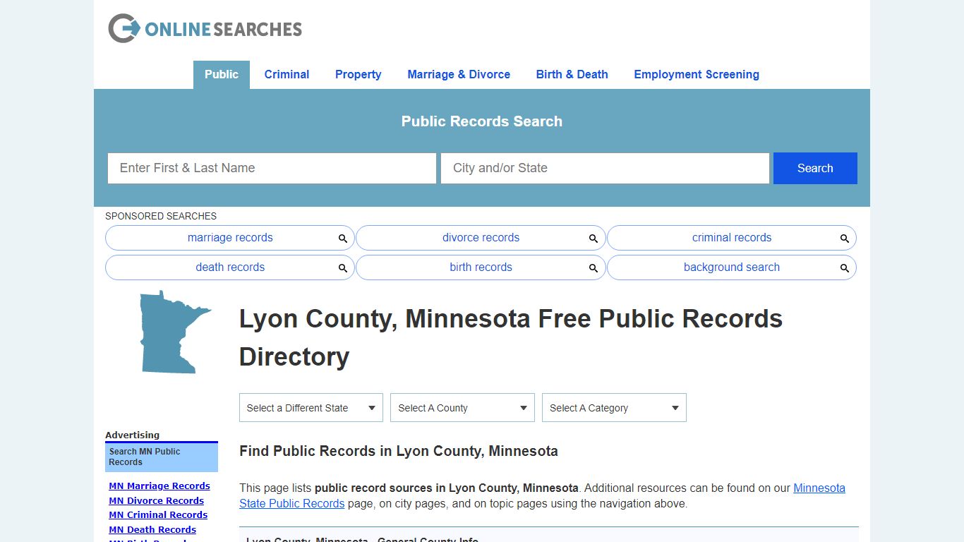 Lyon County, Minnesota Public Records Directory - OnlineSearches.com